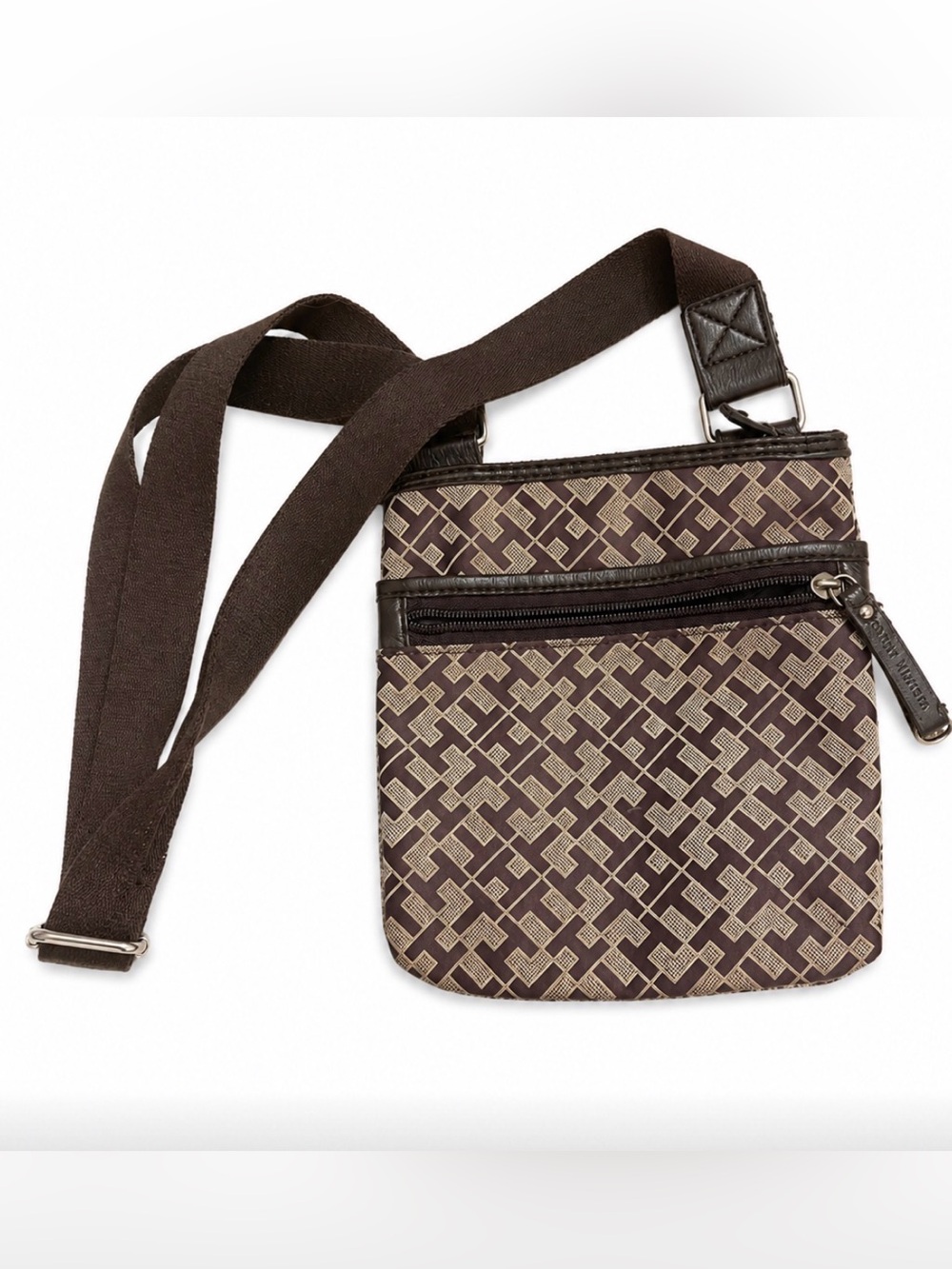 Tommy Hilfiger Monogram Print Crossbody Bag with Adjustable Strap